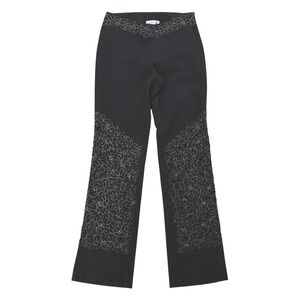 Basix II Embroidered Beaded Pants Womens Size 6 Formal Evening Y2K Gothic‎ Flare